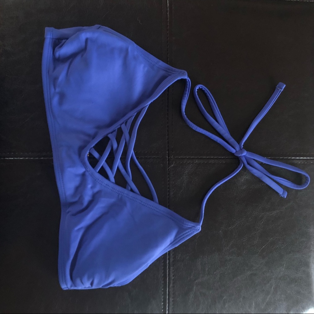 Strappy Blue Bikini Top